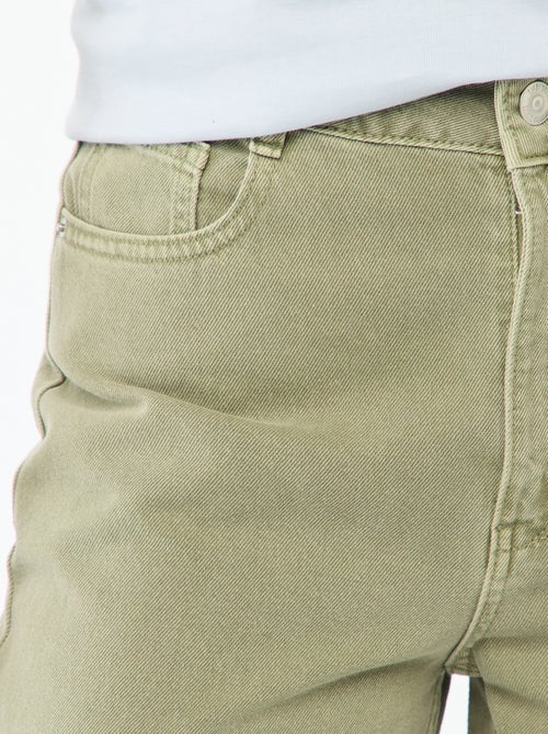 Pantalon large taille haute femme en twill - Kiabi