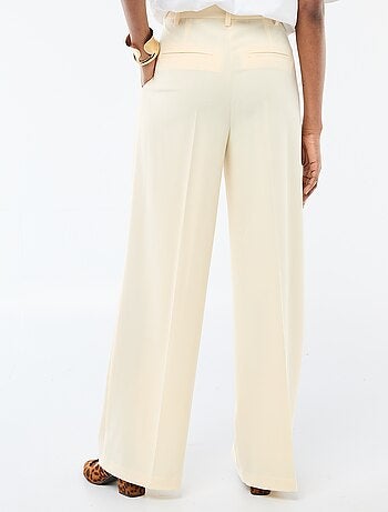 Pantalon large taille haute femme uni