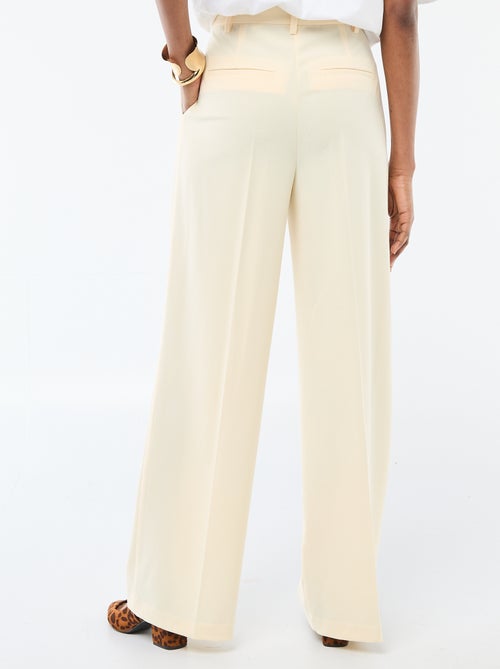 Pantalon large taille haute femme uni - Kiabi
