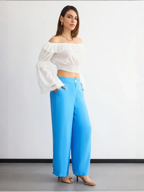 Pantalon large taille haute hiccup - Kiabi Pantalon large taille haute hiccup - Kiabi