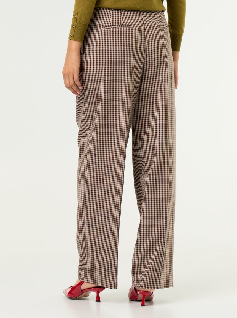 Pantalon large taille haute Marron - Kiabi