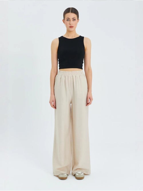 Pantalon large taille haute mixray - Kiabi Pantalon large taille haute mixray - Kiabi