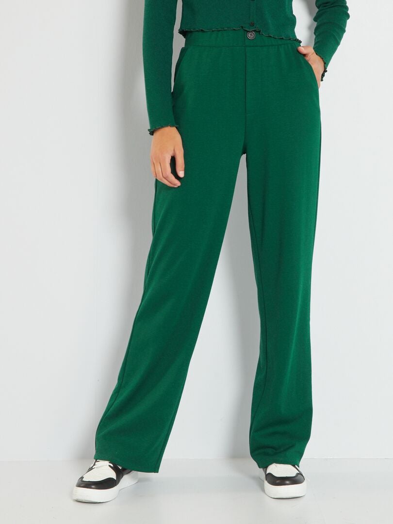 Pantalon large taille haute Vert - Kiabi