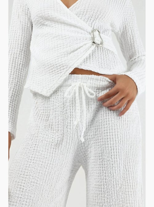 Pantalon large texturé à taille coulissée busem - Kiabi