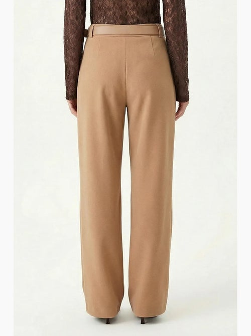 Pantalon large texturé taille haute avec boucle istanbul - Kiabi