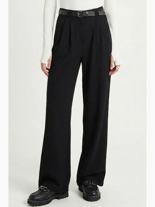 Pantalon large texturé taille haute avec boucle istanbul - Kiabi
