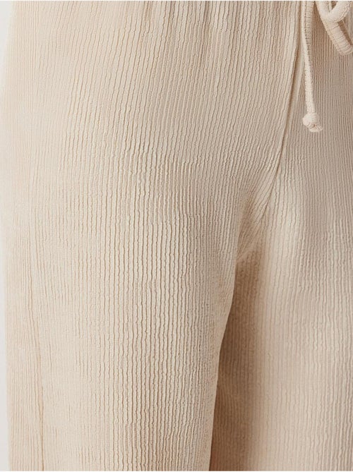 Pantalon large texturé taille haute istanbul - Kiabi