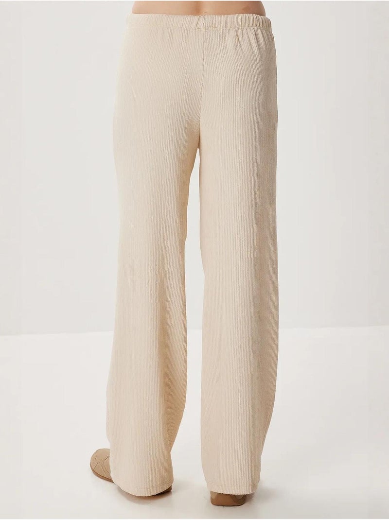 Pantalon large texturé taille haute istanbul Crème - Kiabi