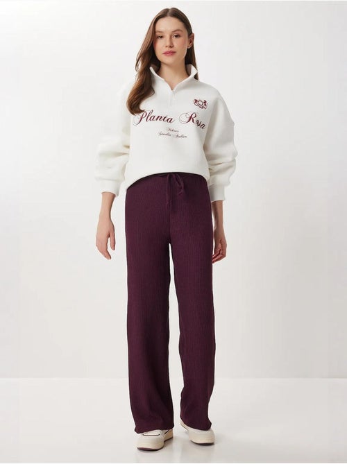 Pantalon large texturé taille haute istanbul - Kiabi