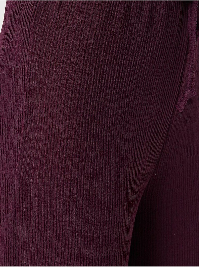 Pantalon large texturé taille haute istanbul Mauve - Kiabi