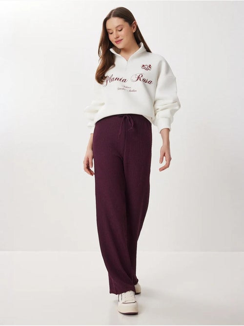Pantalon large texturé taille haute istanbul - Kiabi