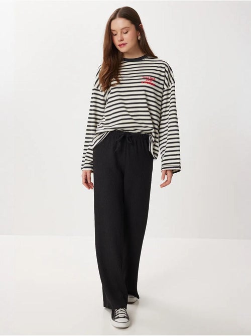 Pantalon large texturé taille haute istanbul - Kiabi Pantalon large texturé taille haute istanbul - Kiabi