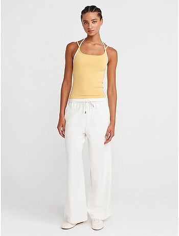 Pantalon large tissé à taille à cordon dilvin