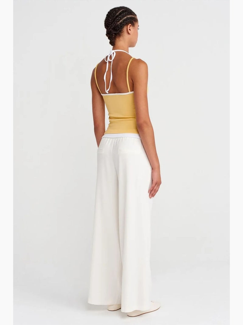 Pantalon large tissé à taille à cordon dilvin Blanc - Kiabi
