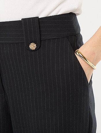 Pantalon large uni avec ouverture zippée et par crochet