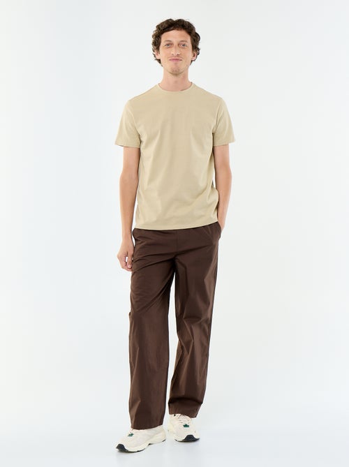 Pantalon large uni en popeline - Kiabi Pantalon large uni en popeline - Kiabi