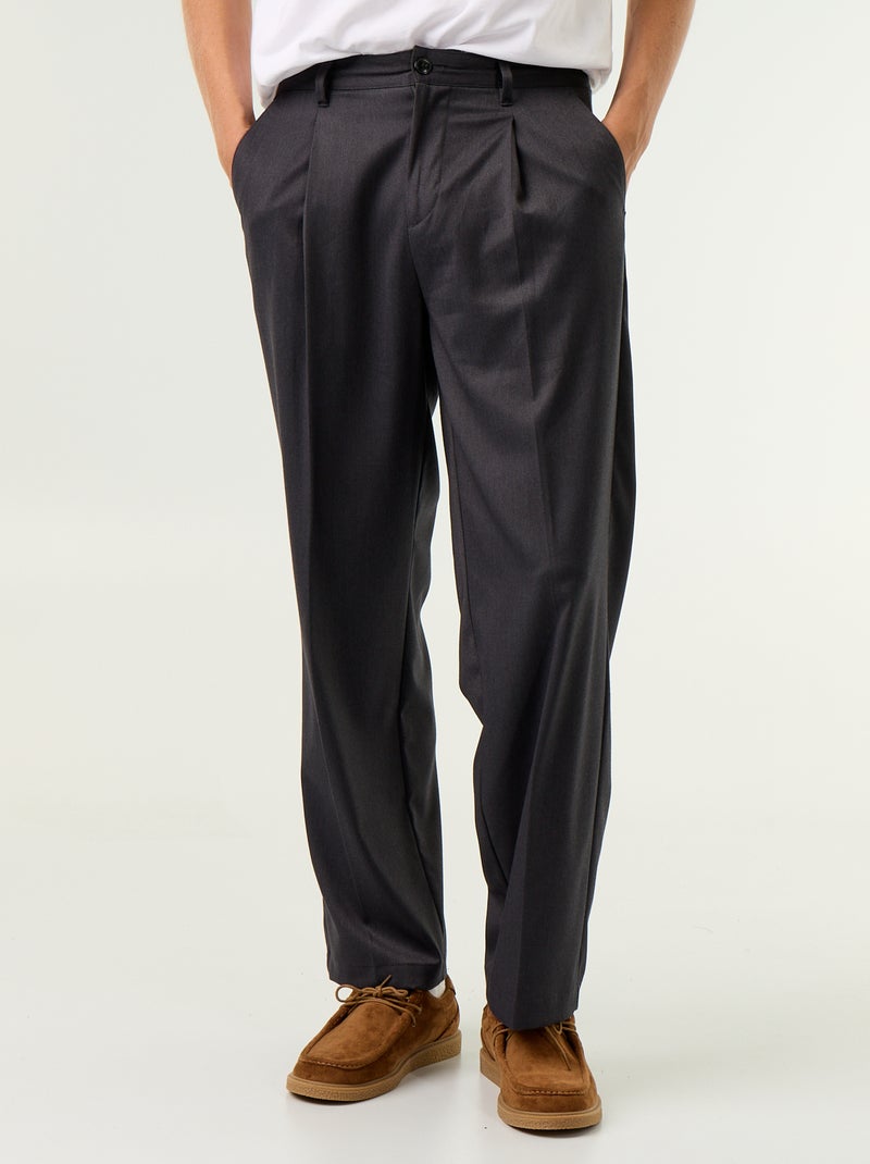 Pantalon large uni Gris - Kiabi