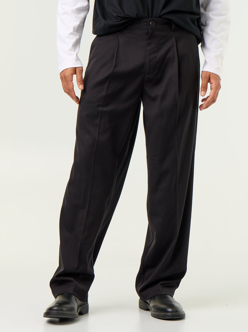 Pantalon large uni Noir - Kiabi
