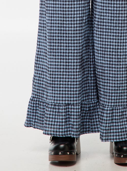 Pantalon large vichy volanté - Kiabi