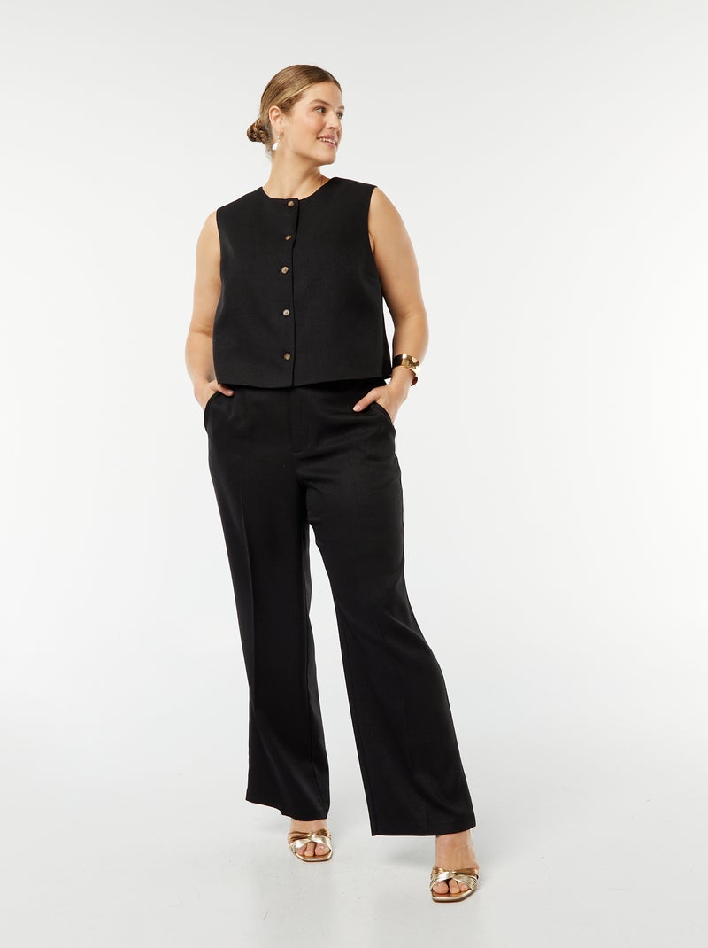 Pantalon large / wide leg avec 4 poches Noir - Kiabi