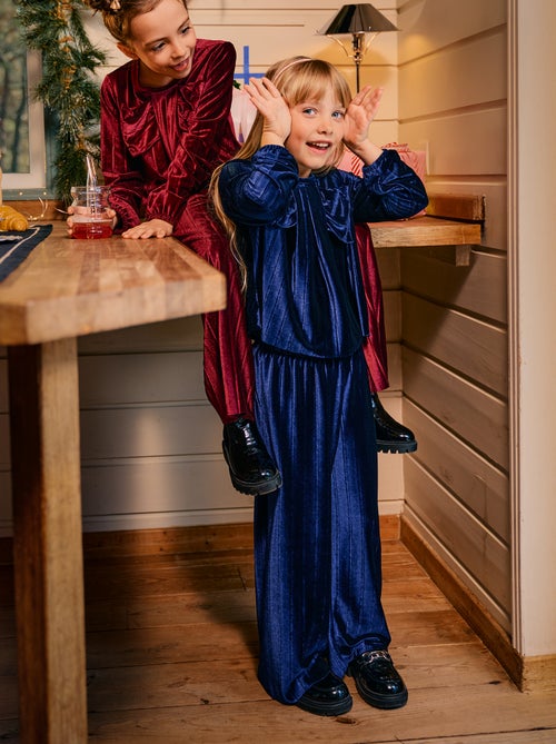 Pantalon large wide leg en maille velvet côtelé - Kiabi