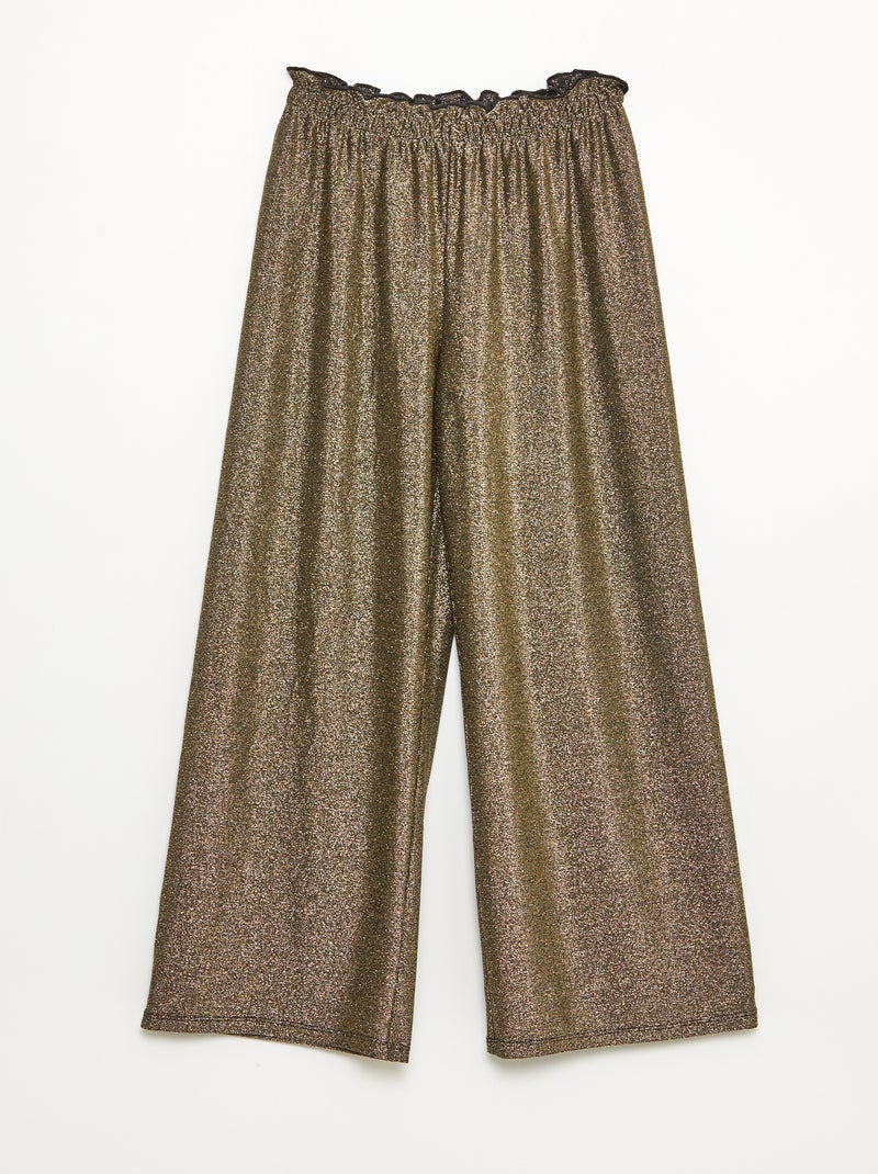 Pantalon large wide leg fit en maille bisou Jaune - Kiabi