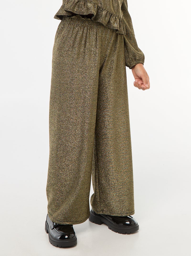 Pantalon large wide leg fit en maille bisou Jaune - Kiabi
