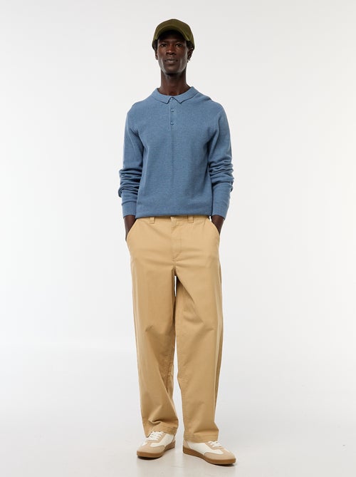 Pantalon large / wide leg uni en twill - Kiabi