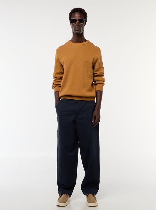 Pantalon large / wide leg uni en twill - Kiabi