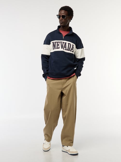 Pantalon large / wide leg uni en twill - Kiabi