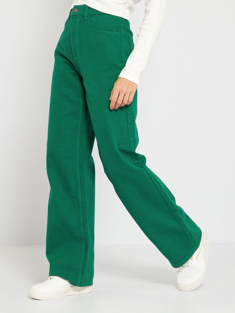 Pantalon large wide leg Vert sapin - Kiabi