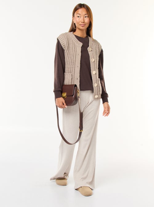 Pantalon larges en matière côtelée - Kiabi