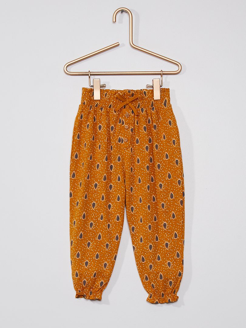 Pantalon léger à motifs jaune curry - Kiabi