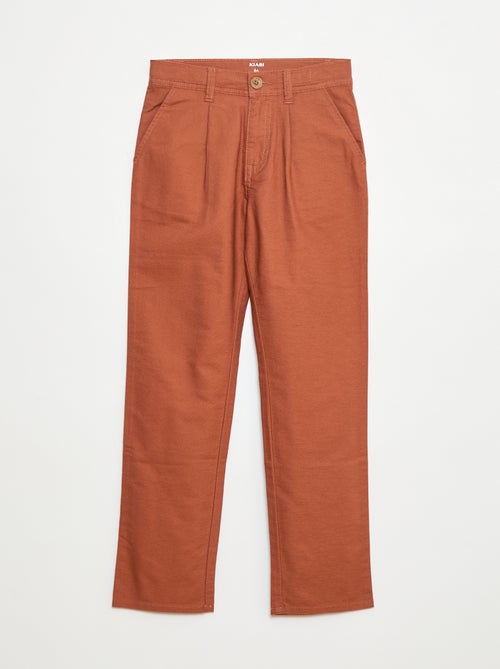 Pantalon léger effet lin en oxford - Kiabi