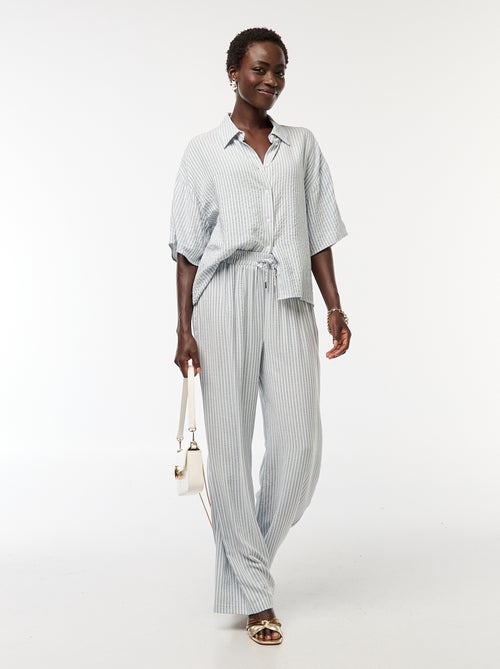 Pantalon léger et rayé coupe large - Kiabi