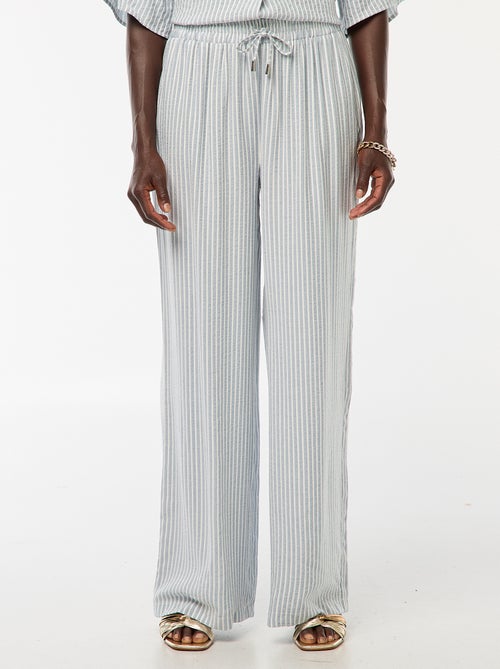 Pantalon léger et rayé coupe large - Kiabi