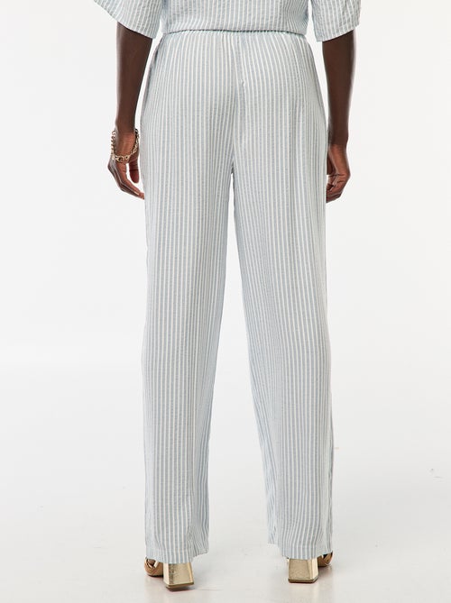 Pantalon léger et rayé coupe large - Kiabi