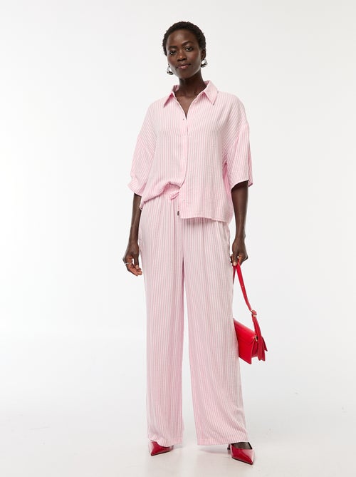 Pantalon léger et rayé coupe large - Kiabi