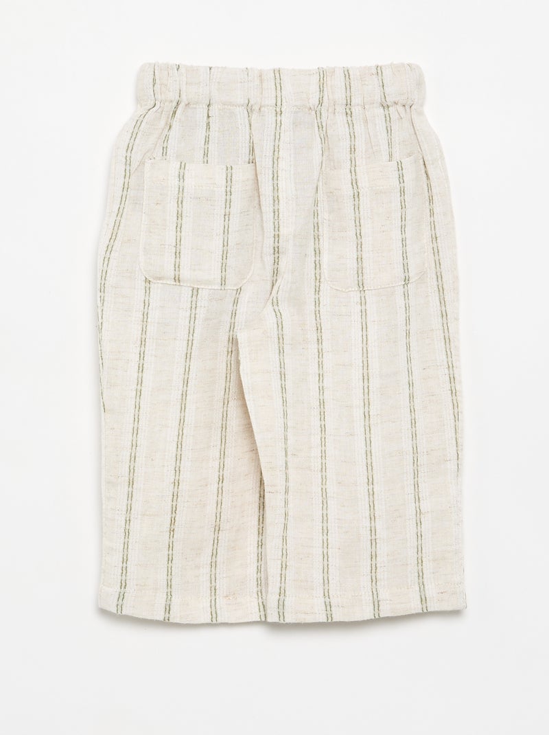 Pantalon léger rayé Beige - Kiabi