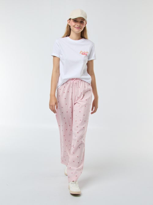 Pantalon léger rayé imprimé 'cerises' - Kiabi