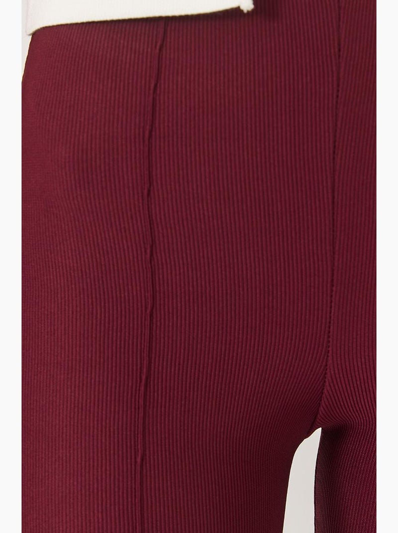 Pantalon legging côtelé évasé taille haute lucci Rouge bordeaux - Kiabi
