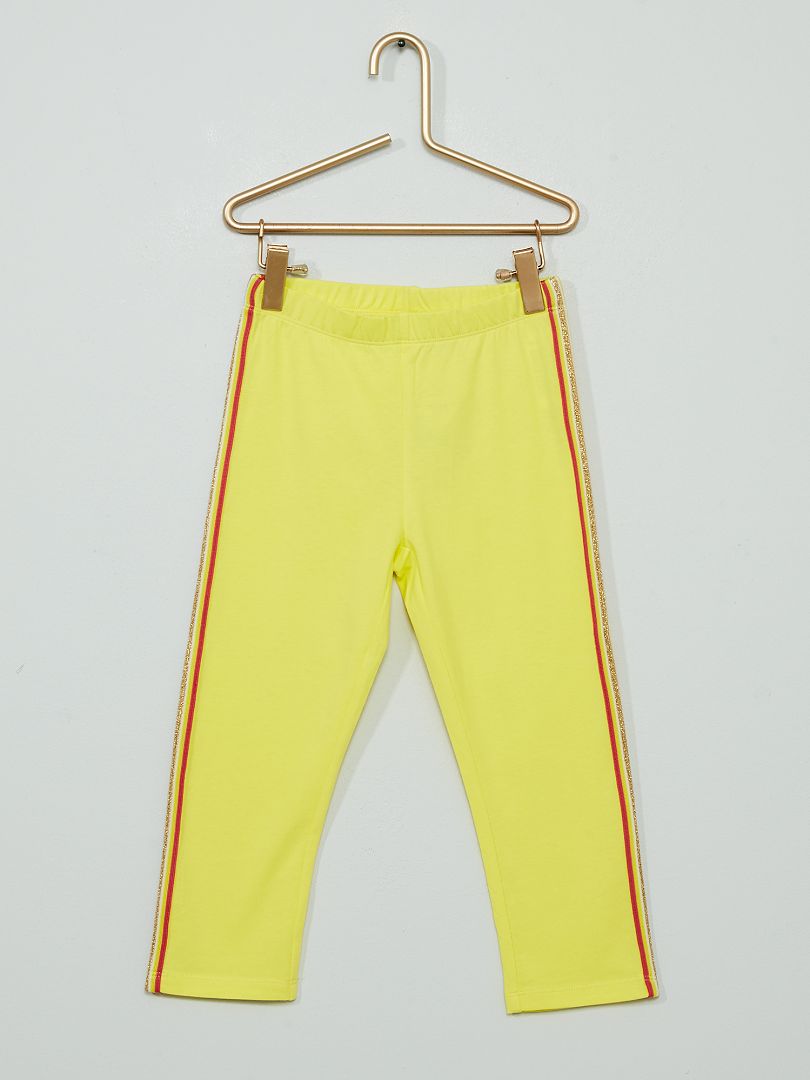 Pantalon legging court majoritairement en coton jaune - Kiabi