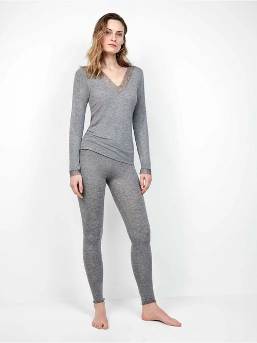 Pantalon legging thermique léger avec double ceinture - Kiabi