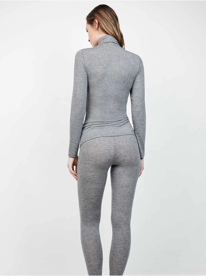 Pantalon legging thermique léger avec double ceinture Gris - Kiabi