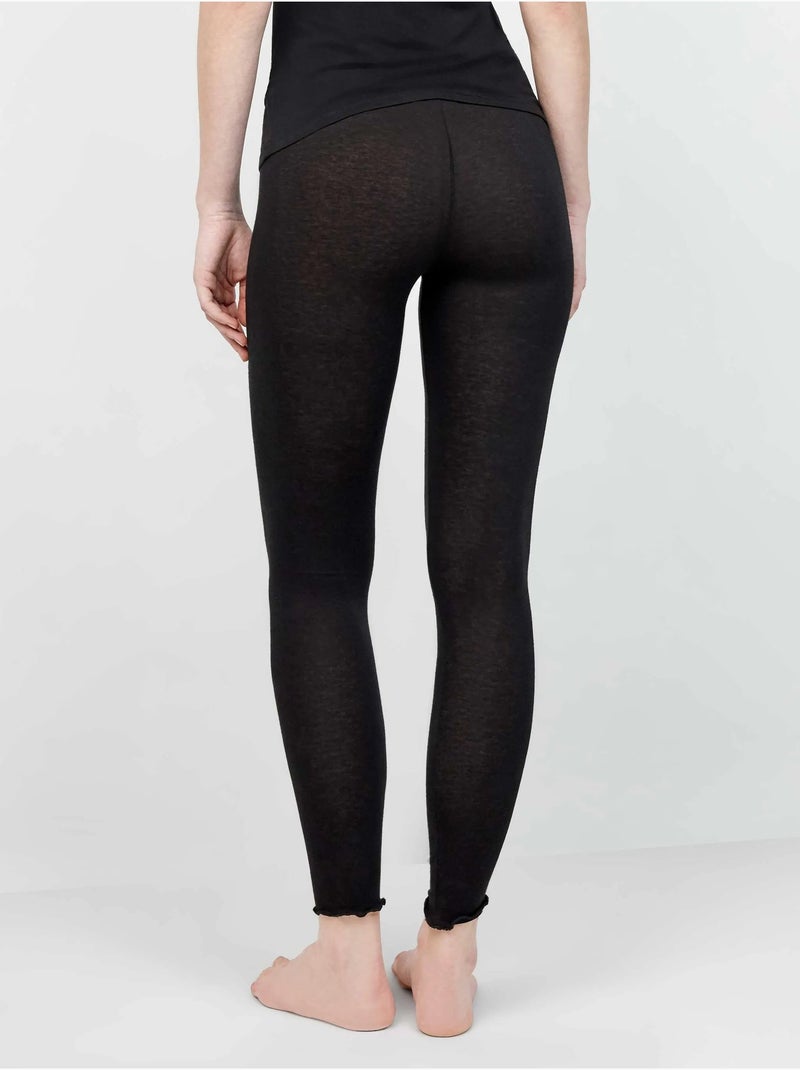 Pantalon legging thermique léger avec double ceinture Noir - Kiabi