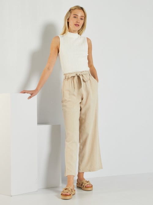 Pantalon lin et viscose 'JDY' - Kiabi