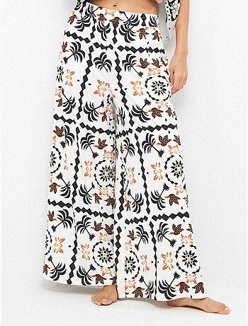 Pantalon long à imprimé tropical