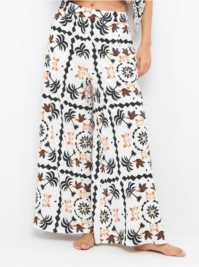 Pantalon long à imprimé tropical Multicolore - Kiabi