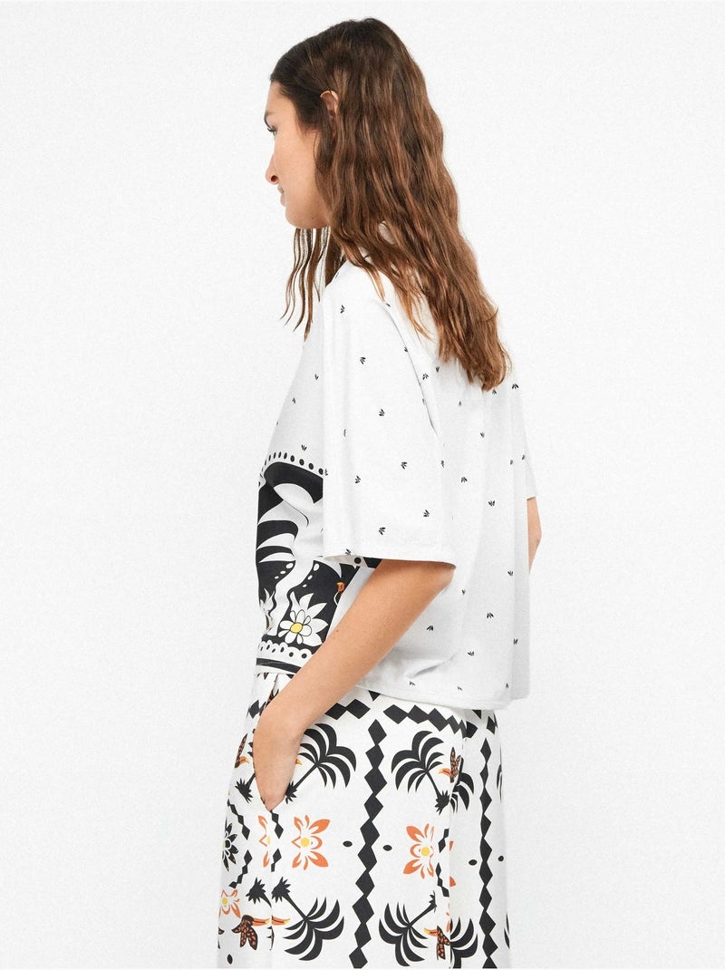 Pantalon long à imprimé tropical Multicolore - Kiabi