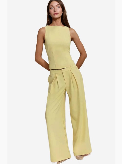 Pantalon long à jambes larges plissées hiccup - Kiabi